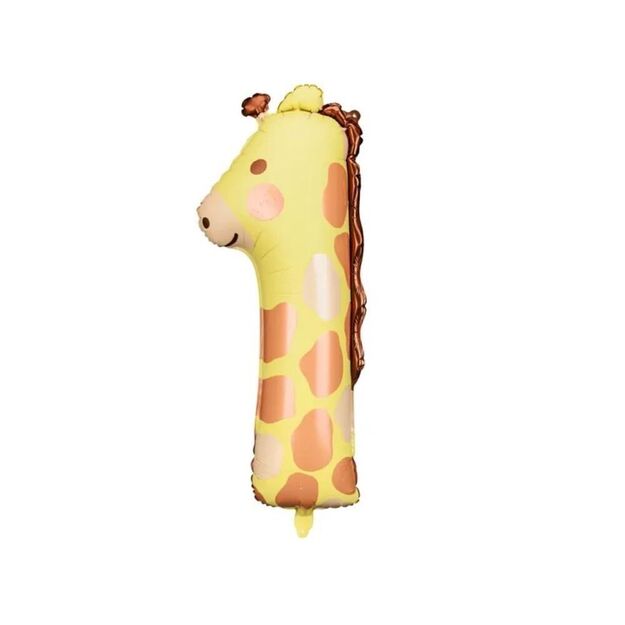 Foil birthday balloon Giraffe - number 1 (31x82 cm.)