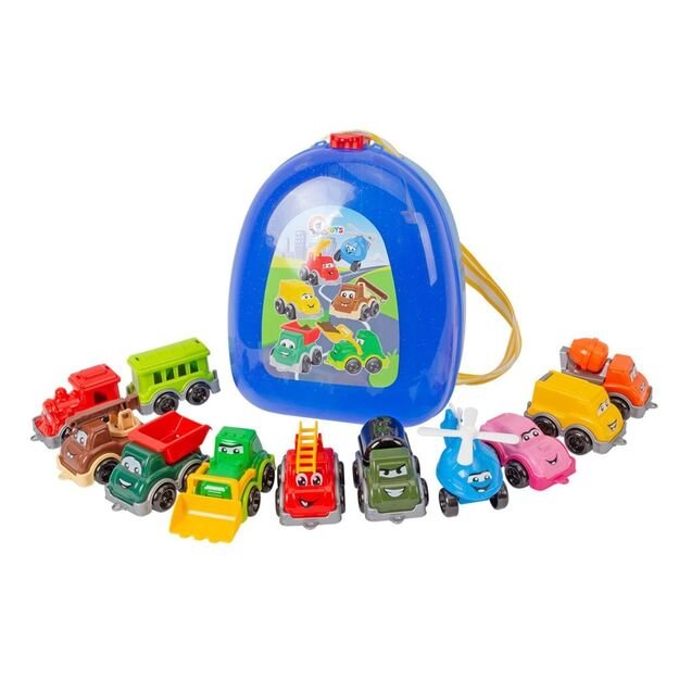 Mini car set with backpack 11 parts 9253