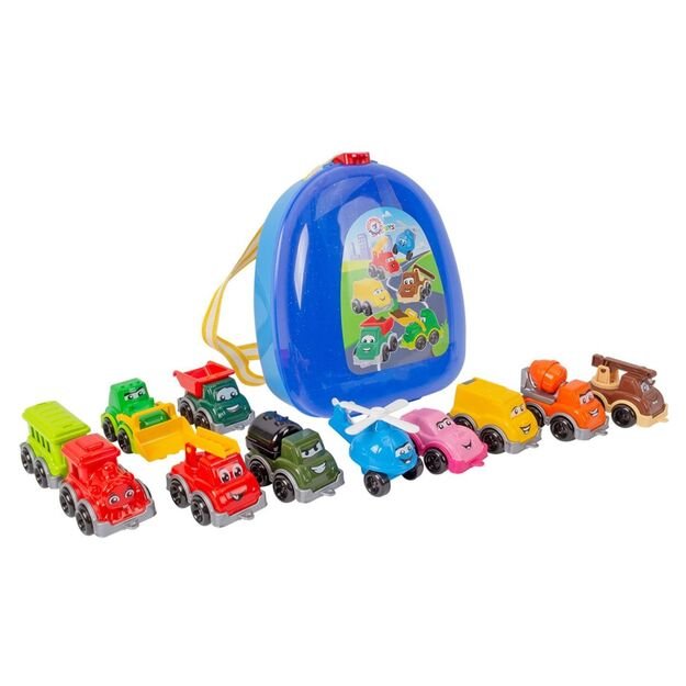 Mini car set with backpack 11 parts 9253