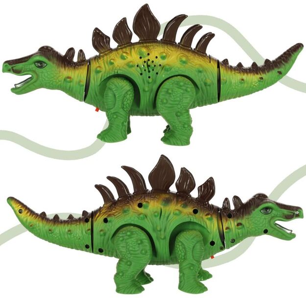 Walking dinosaur Stegosaurus with sounds