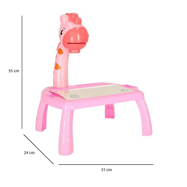 Projektorius su piešimo lenta - Žirafa (rožinė)