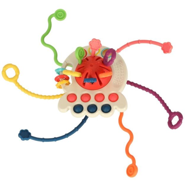 Montessori sensorinis antistresinis  žaislas - kramtukas 4in1 (raudonas)