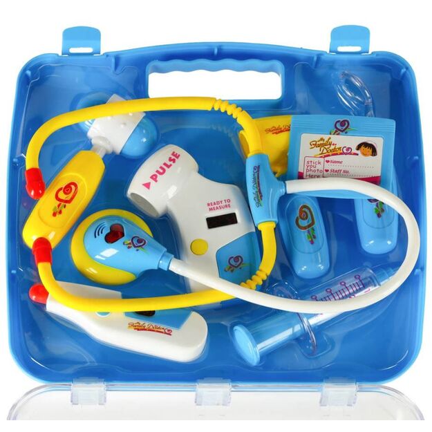 Žaislinis interaktyvus gydytojo - daktaro rinkinys su lagaminėliu (mėlynas)