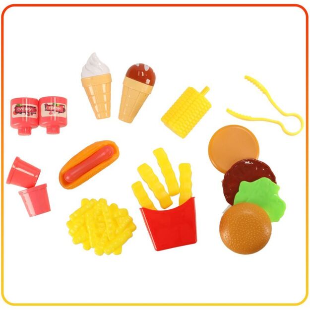 Children's fast food kitchen with suitcase 15 parts