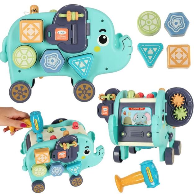Montessori rūšiavimo ir kalimo žaislas - Drambliukas