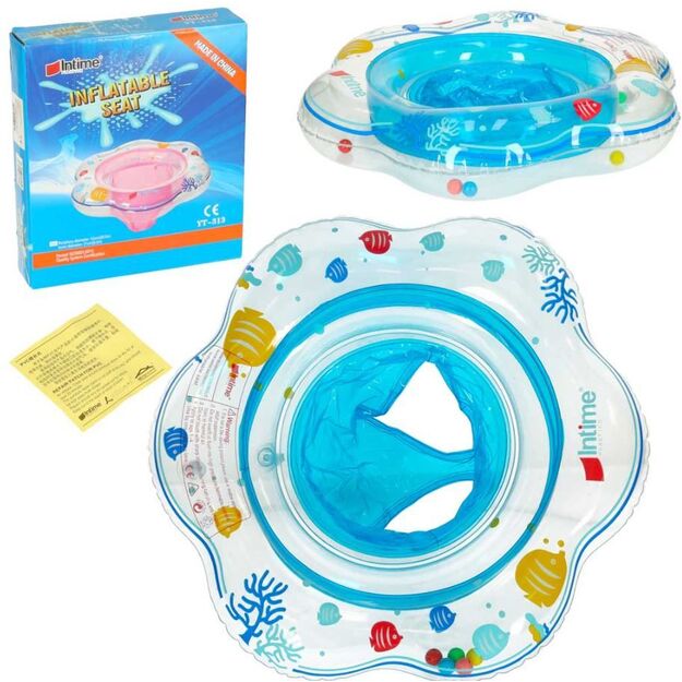 Inflatable swimming wheel for babies with seat (blue)