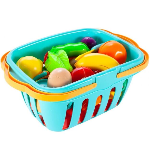 Cut fruits and vegetables with a basket