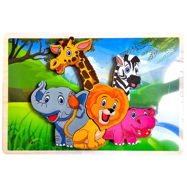 Raised wooden puzzle - Safari animals 5039