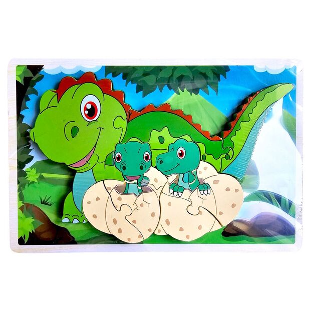 Raised wooden puzzle - Dinosaurs 5040